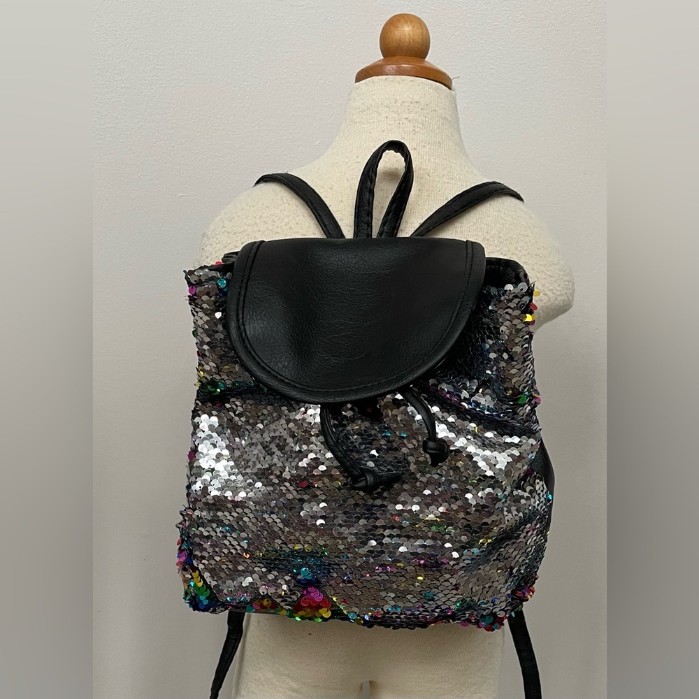 Black Flippy Sequin Mini Backpack